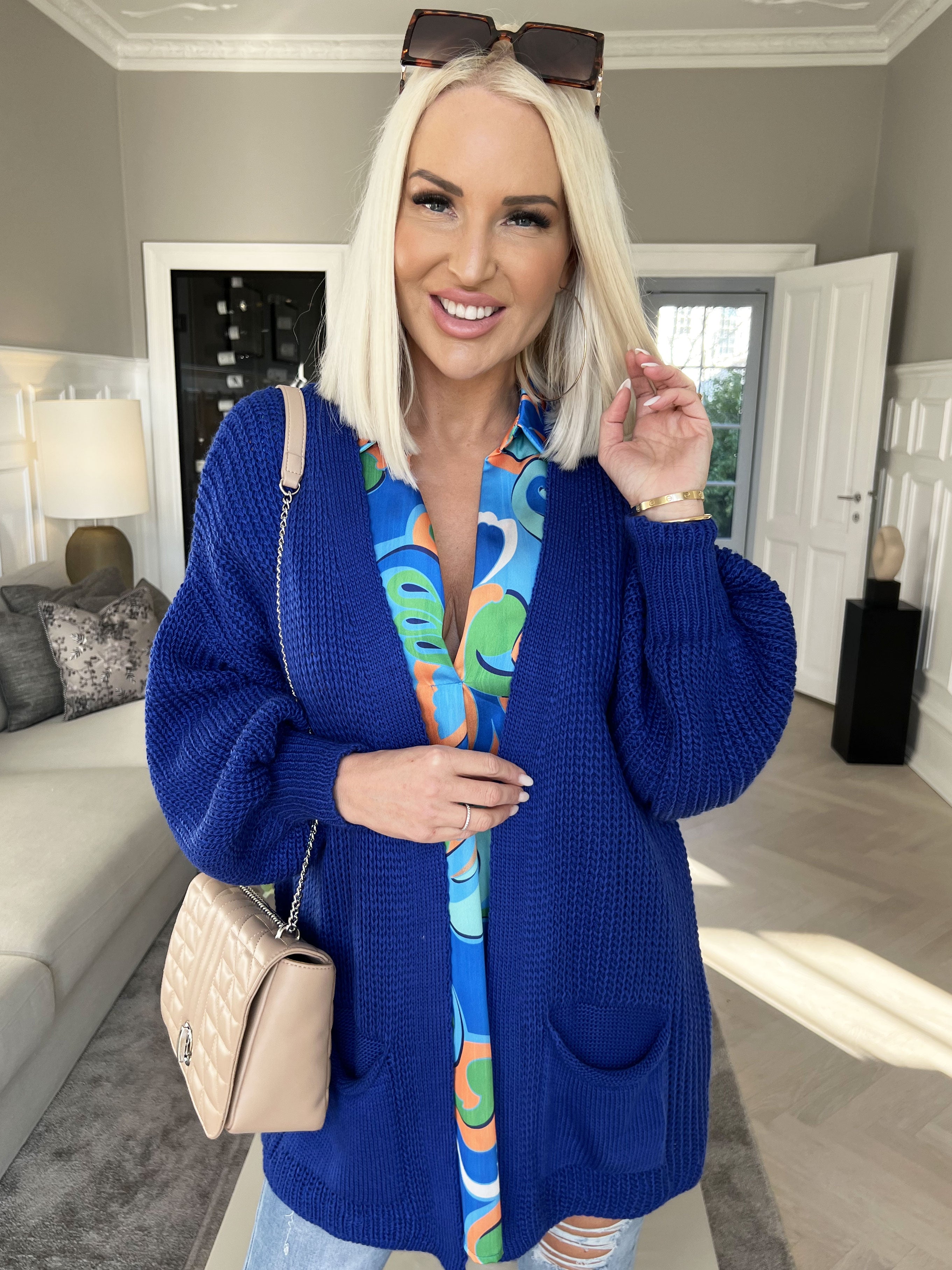 Sally Short - Sød strik cardigan med ballonærmer